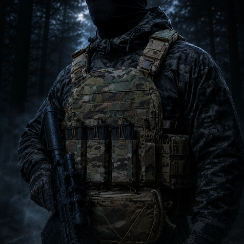 Gilet tactique porte-plaques — Camouflage Multicam